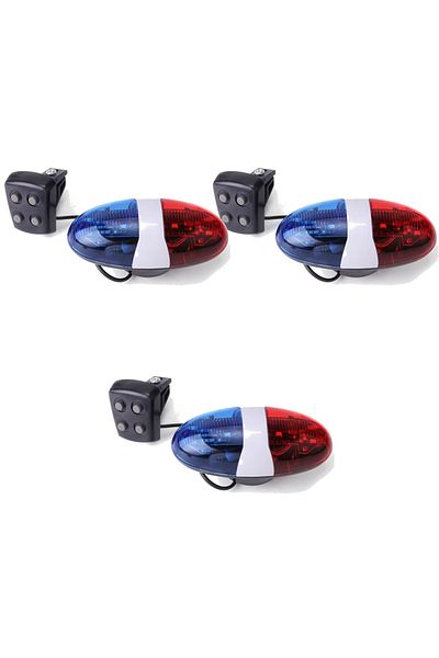 Choice 3 Pcs Bicycle Police Siren 4 Sounds Melody Bicycle Power Horn Siren Bell 6-LED Strobe Blue and Red B