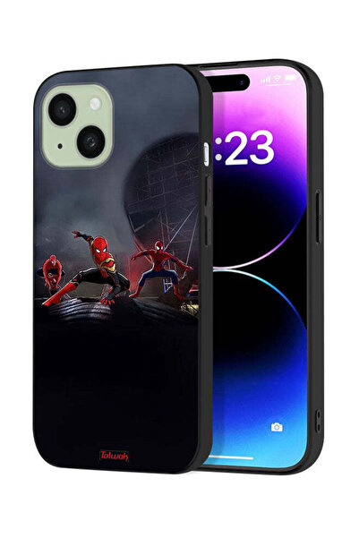 Tolwak Apple iPhone 15 Protective Case Cover Three Spiders