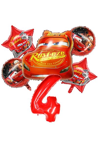 Miniso 1 set 6 pcs 6pcs Cartoon Cars 32Inch Number Foil Balloon Lightning McQueen Helium Balloon Set Birthd