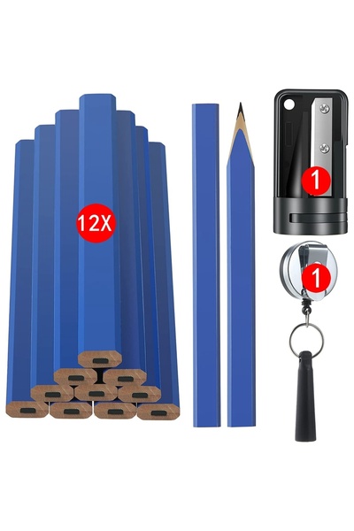 Choice مجموعة من 14 قطعة من أقلام الرصاص للنجار، أقلام رصاص مسطحة مثمنة الشكل...