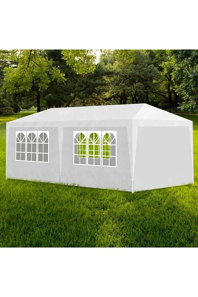 SERSIMO 6x3m pavilion tent for garden or events, with 6 side walls, white