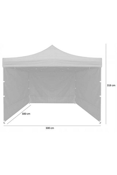 SERSIMO Pavilion tent with 3 side walls, solid steel structure, 3x3 m with adjustable height, gray