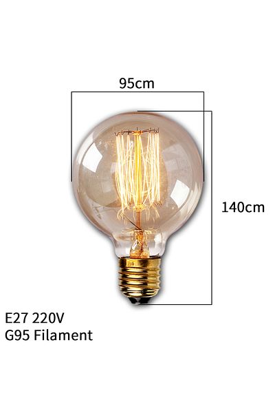 Parkson Yes G95 Filament Retro Edison Bulb E27 220V 40W Ampoule Dimmable Vintage Bulb Edison Lamp Incandesce