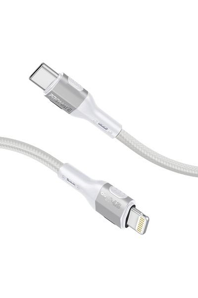 Promate Powerful USB-C to Lightning Cable, 27W Fast Charging and Data Transfer, Super Slim Connector