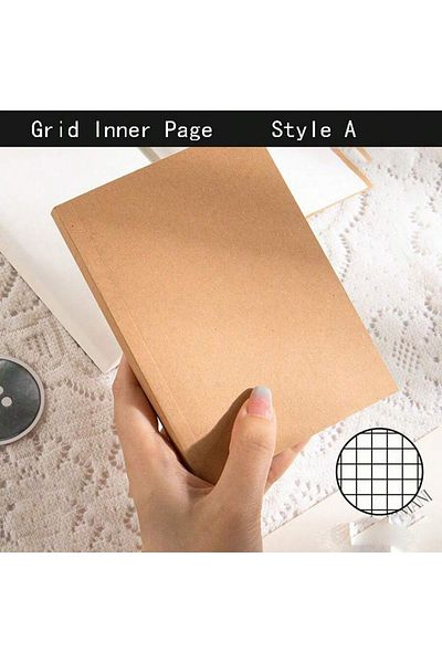 Choice A6 Gird A6 Pocket Thickened Notebook 256 Pages 128 Sheets Line Blank Grid Inner Pages Kraft Paper Co