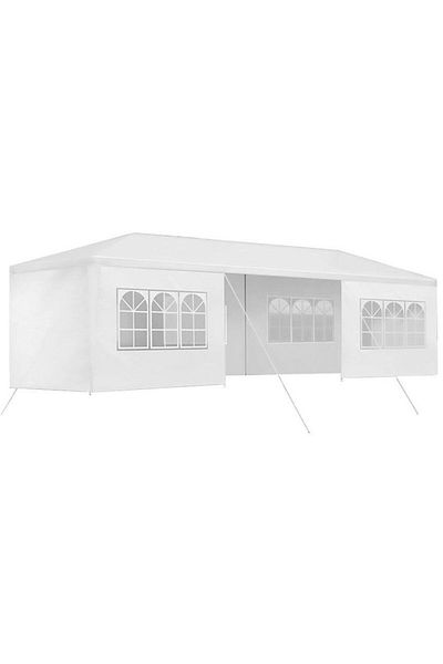SERSIMO Pavilion Tent 9x3m For Garden Or Events, With 8 Side Walls, White