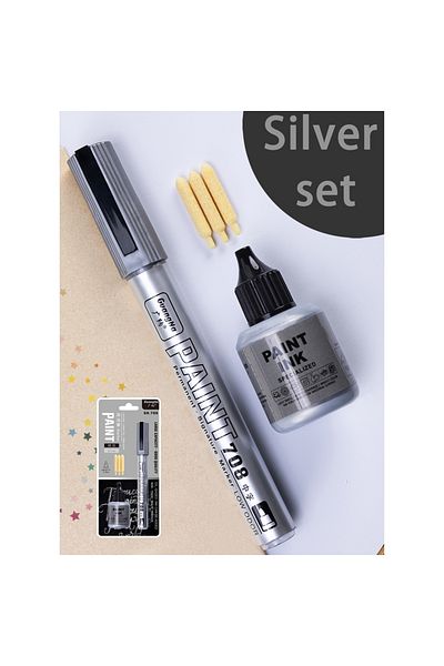 Choice Silver set Metallic Paint Marker Pens with Ink Set Gold Silver White Permanent 2mm Art Markers for M