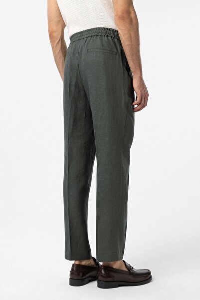Antioch Khaki 100% Linen High Waist Men's Trousers