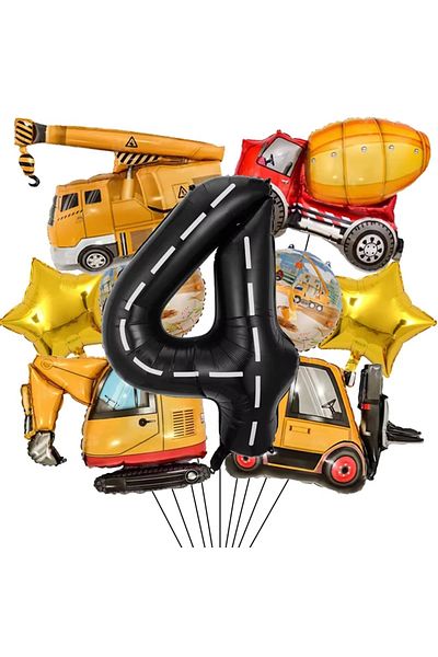 Choice Number 40inch Vehicle 9pcs 4 9 pcs 1set Engineering Theme Foil Balloons With 40Inch Number Birthday