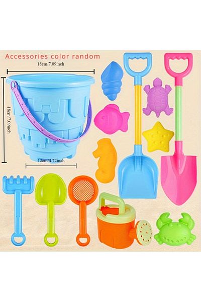 Choice 13PCS Blue Children's Beach Toy Set Baby Playing In Water and Sand Large Sand Shovel Beach Bucket Sa
