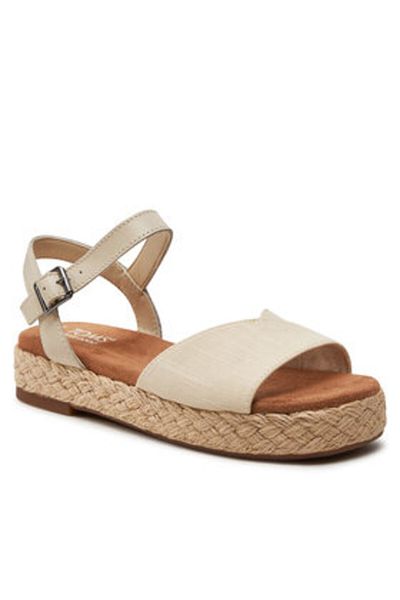 Toms Espadrile bej pentru femei TOMS-10020768 101 NAT SLUB WVN/LTHR WM ABBY SAND