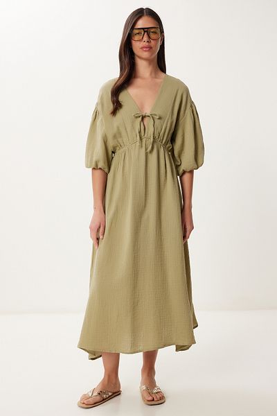 Lovelyİstanbul Ελαφρύ διαφανές φόρεμα μουσελίνας Khaki Lkb0014