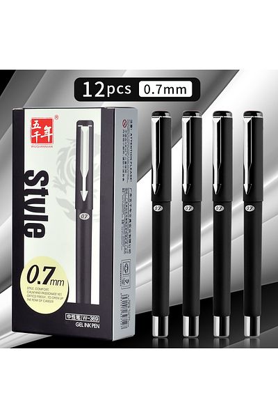 Choice black 12pcs WQN frosted rolling ball neutral pen -0.7mm pen tip soft and smooth, high-quality ink si