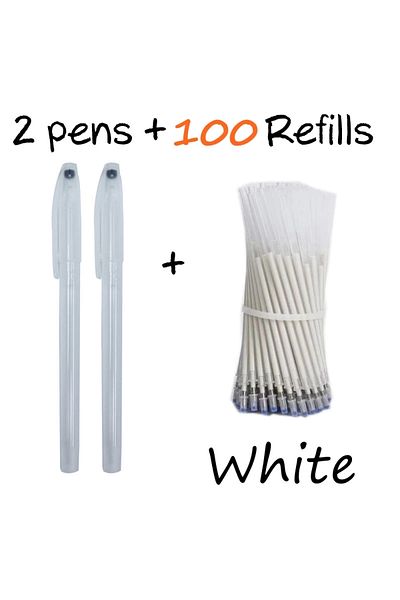 Choice 102Pcs White set 102Pcs/Set High Temperature Disappearing Erasable Gel Pen Refill Textile Fabric Mar
