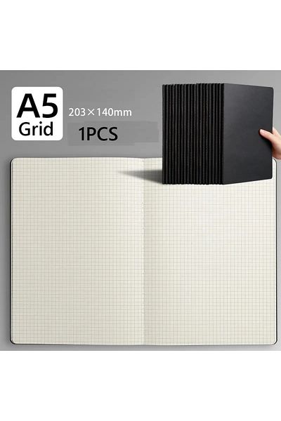 Choice A5 Black Grid Inner Notebook A5 Kraft Cover Vintage Diary Blank/grid/lined Stationery Planner Writin