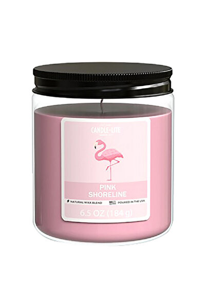 Candle-Lite شمعة معطرة برائحة الشاطئ الوردية من مزيج الشمع الطبيعي مع غطاء عل...