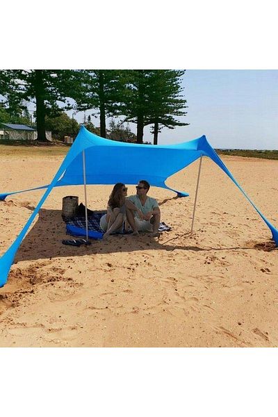 SERSIMO Pavilion Turistic De Plaja Tip Cort, Cu Structura Metalica, 210x200x150 Cm, Albastru