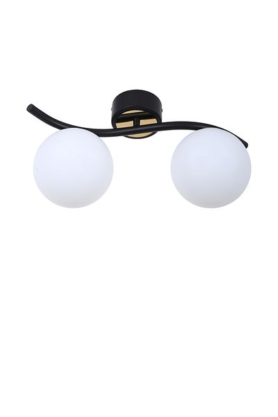 MŞ Aydınlatma Duo Black Gold 2 White Glass Plafonier Chandelier
