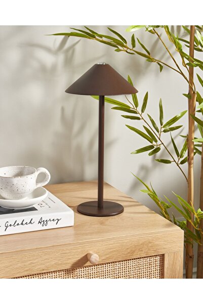 BELIANI Kahverengi Kablosuz LED Masa Lambası, Dimmerli, USB Şarjlı ve Modern Tasarım
