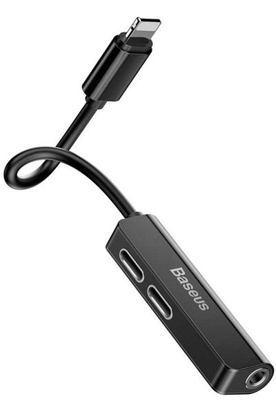 Baseus Adaptor Baseus L52 3 in 1 CALL52-01, 2 A, Lightning / Lightning si Jack 3.5 mm (Negru)