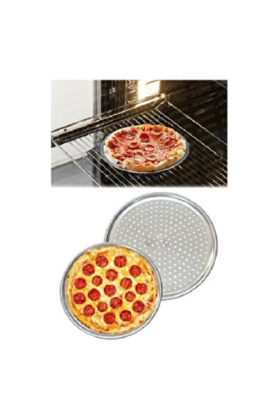 eryahome 2 Pieces Stainless Steel Perforated Pizza Tray Lahmacun Pita Tray 36cm
