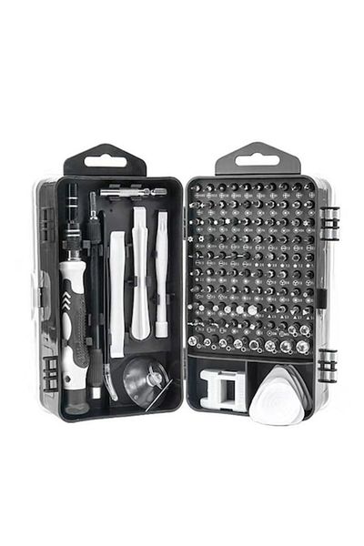 OEM Precision Screwdriver Set for Electronic Repairs, 115 pcs, Chrome Vanadium, Silver/Black