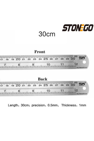 Choice 30cm STONEGO Stainless Steel Ruler, 6, 8, 12, 16, 20 Inch Metal Rulers, With High Precision Graduati
