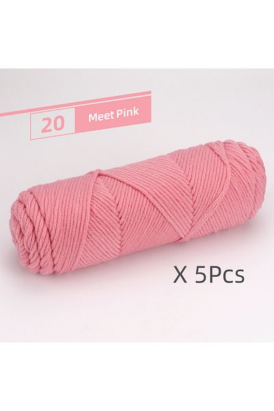 Choice 20 Meet Pink 5 Pcs Cotton Select Yarn 17.63oz/500g, Light Worsted Thick Yarn For Knitting Baby Wool
