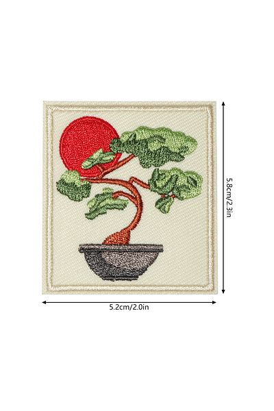 Choice A 1PC Potting & Sun Embroidered Patch Japanese Style Iron On Sew On Patches For Clothing Cap Bag Sh.