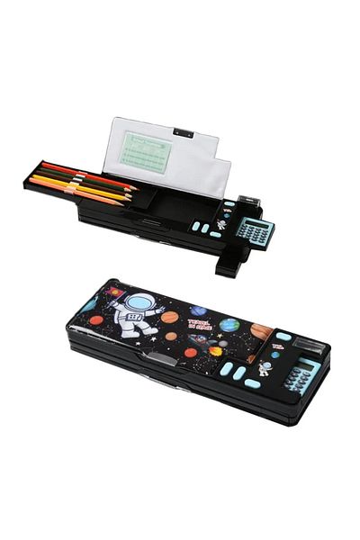 Choice 03 Double Layer Pencil Case Astronaut/Animal Design Pencil Sharpener Pencil Box Plastic With Calcula