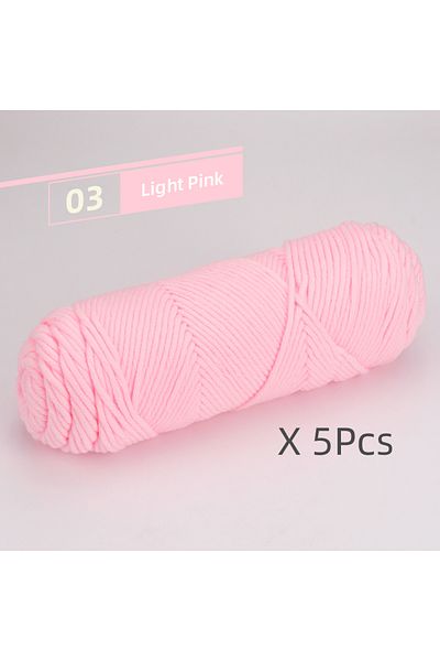 Choice 03 Light Pink 5 Pcs Cotton Select Yarn 17.63oz/500g, Light Worsted Thick Yarn For Knitting Baby Wool