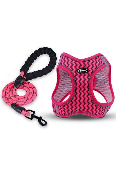 Choice L Rose Red Supet Pet Cat and Dog Chest Strap with Wave Pattern Breathable and Comfortable Tank Top T