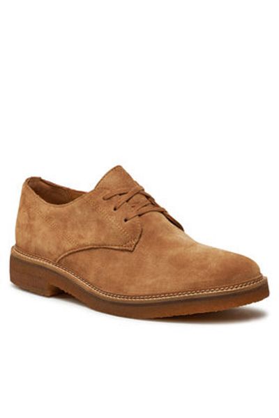 CLARKS Men's Half-boots brown CLARKS-CLARKDALEDERBY LIGHT TAN SUEDE 26176108