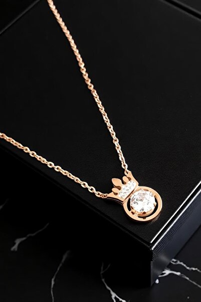 Lina Tia Kadın Çelik Zincirli Su Yolu Altın Kaplama Taç Tasarımlı Model Krist...