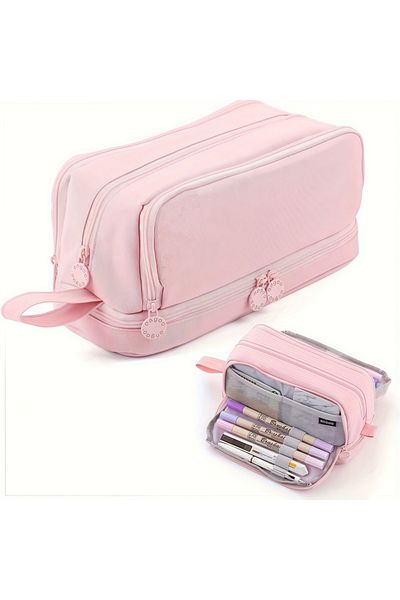 Choice Pale Pink Large capacity portable stationery case, durable scratch resistant pencil case, school, of