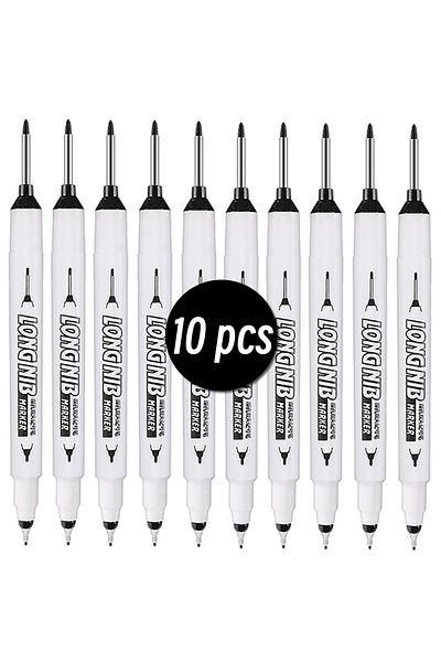 Choice 10 pcs Black 20mm Double-Tip Deep Hole Long Head Nib Markers For Metal Pen Waterproof Bathroom Woodw