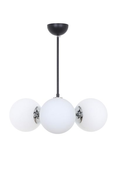 MŞ Aydınlatma Orbic Black Chrome 3 White Glass Chandelier