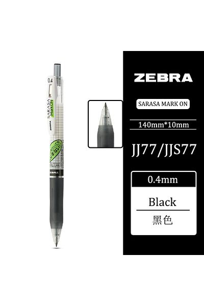 Choice 0.4mm Black 1pcs Limited Japan ZEBRA Gel Pen Quick Drying JJ77/JJS77 Markon Large Capacity 0.4/0.5mm