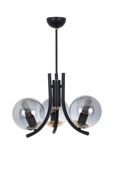 MŞ Aydınlatma Tetra Siyah Gold 3 Füme Camlı Avize