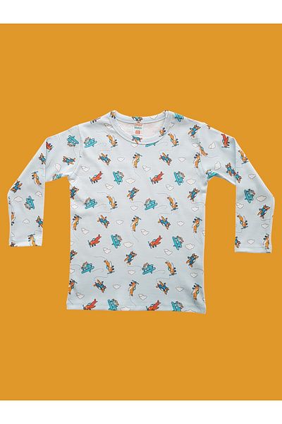 çamaşır bahçesi kendinize iyi bakın Long Sleeve Patterned Children's Pajama Set # Printedchildpyjamasuit # Laundry Garden # Cloudpatternpyjamas
