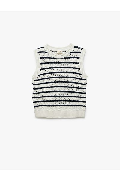 Koton New Season Openwork Crew Neck Sleeveless Knitwear Singlet
