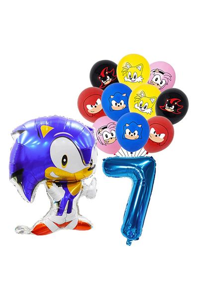 Miniso set 12pcs 12pcs Anime Sonic The Hedgehog Balloon Number Foil Globos 1 2 3 4 Years Old Birthday Party