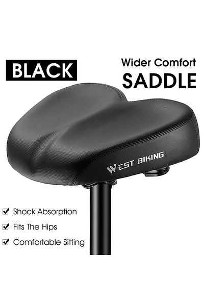 Choice 0801133Black WEST BIKING Comfortable Bicycle Saddle Double Shock Absorption Commuter Cycling Seat Hi