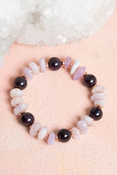 OSMANLI DOĞAL TAŞ Certified Amethyst & Hematite Energy Balancer Bracelet