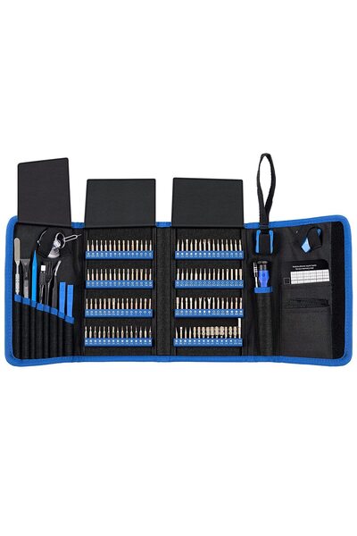 OEM Set șurubelnițe de precizie, 142 piese, 120 biți, pentru electronice, albastru/negru