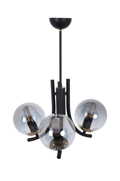 MŞ Aydınlatma Tetra Siyah Gold 3 Füme Camlı Avize