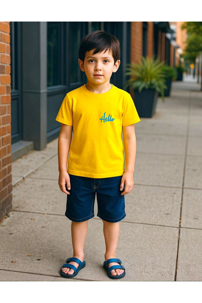 Windy Island Детска велосипедна яка от памук, унисекс, с принт „Hello“