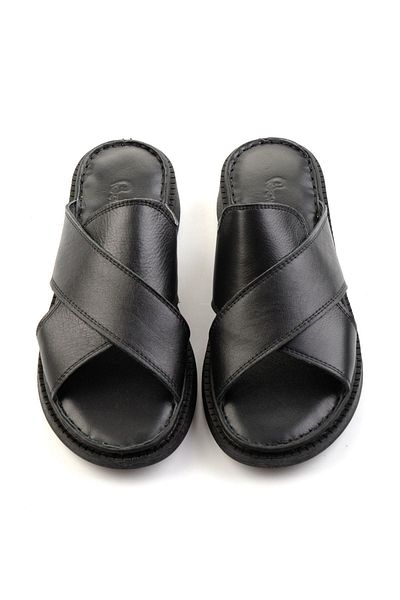 Bambi Black Leather Women's Slippers K04331045603