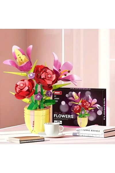 OyuncaklarÜlkesi Lego Compatible Botanicals Flower Bouquet Rose Lily Crocus Arrangement Decorative Legolar Building Set 450P