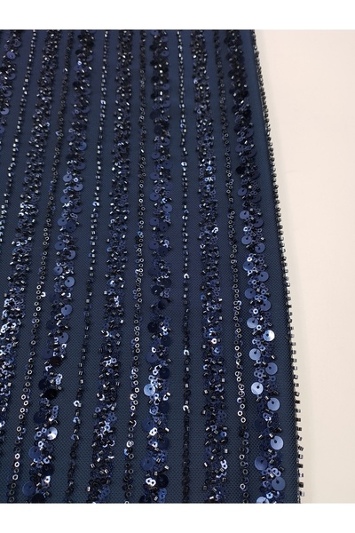 ünsal tekstil Çizgili Taşlı Abiyelik Kumaş(1 Metre × 1.5 En)